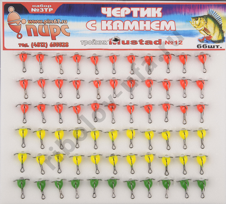 Тройник Пирс Чертик с камнем №3 ТР (66 шт/уп)