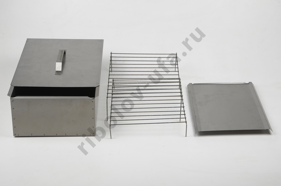Коптильня двухъярусная Стандарт с поддоном для сбора жира 380х280х170, сталь 0,5 мм