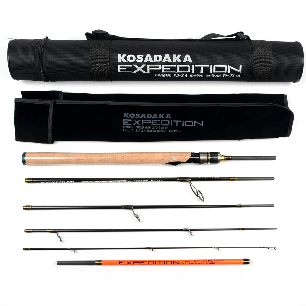Спиннинг Kosadaka Expedition 6S-Dual 2.10/2.40м 10-32гр., 6 секций, тубус