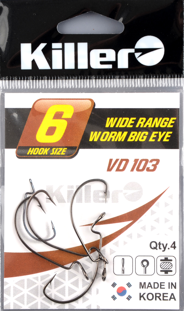 Офсетный крючок Killer Wide range worm big eye VD-103 № 6