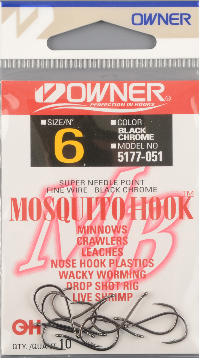 Одинарные крючки Owner Mosquito Hook BC №5177 №6