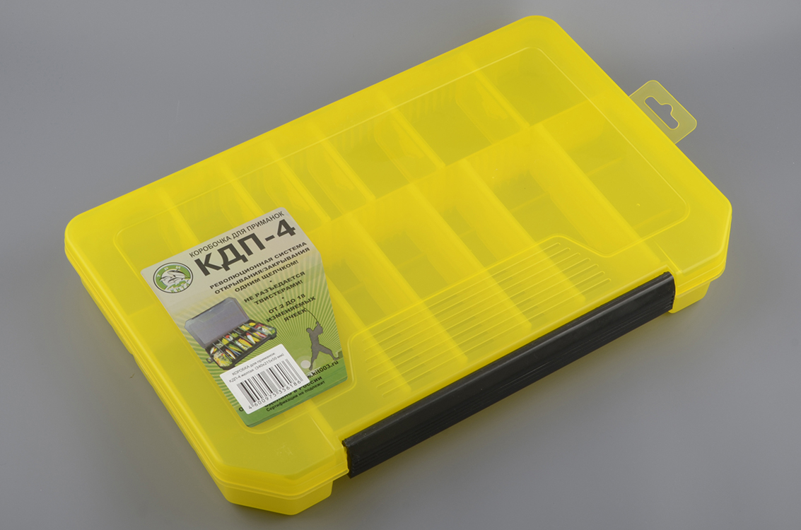 Коробка КДП-4 для приманок 340*215*50мм, цв. желтый Три Кита