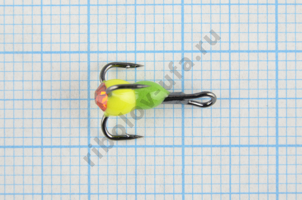 Тройник Dag Master Капля Светофор со стразой красный с кр.Mustad №14