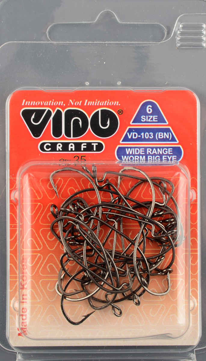 Офсетные крючки Vido Wide Range Worm Big Eye VD103 №6 BN 