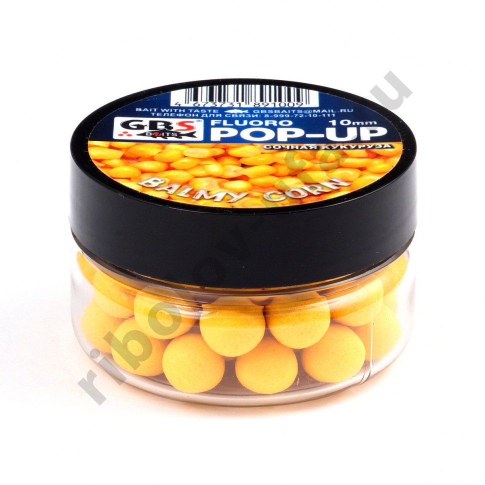 Бойлы GBS Baits Pop-up плавающие 8мм 55гр (банка) Balmy corn Сочная кукуруза