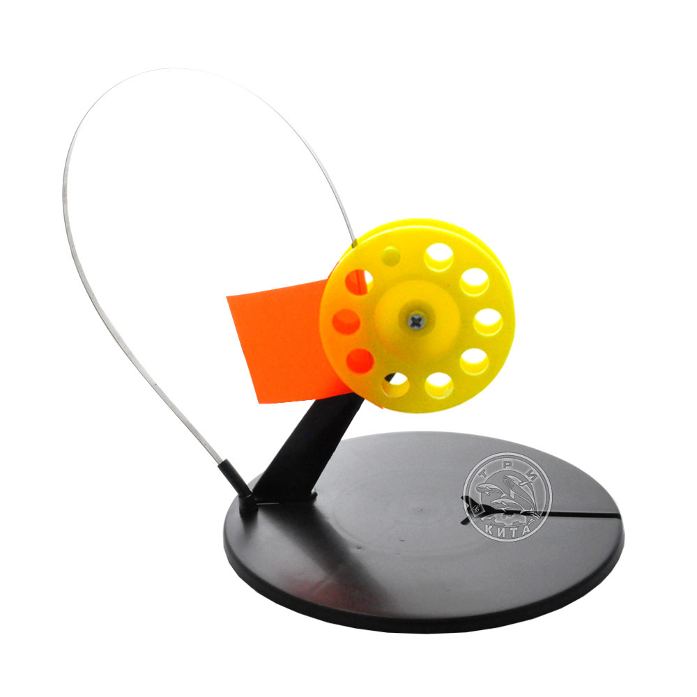 Жерлица Три кита с угловой стойкой катушка 85мм цв.желтый