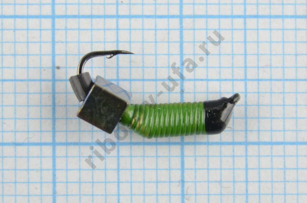 Мормышка вольфрам. Санхар Ручейник №3 кубик хамелеон,1.5/8.5 мм, 0.45гр зеленый (10 шт/уп)