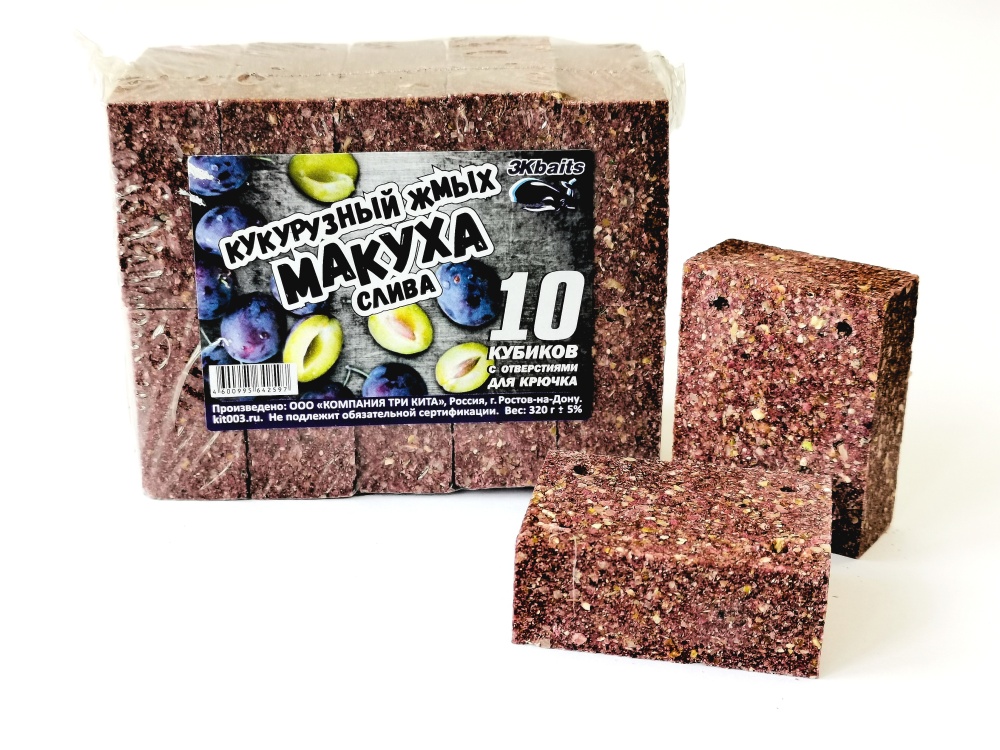 Макуха Три Кита (кукуруза, жмых) с отверстием 350гр. Слива