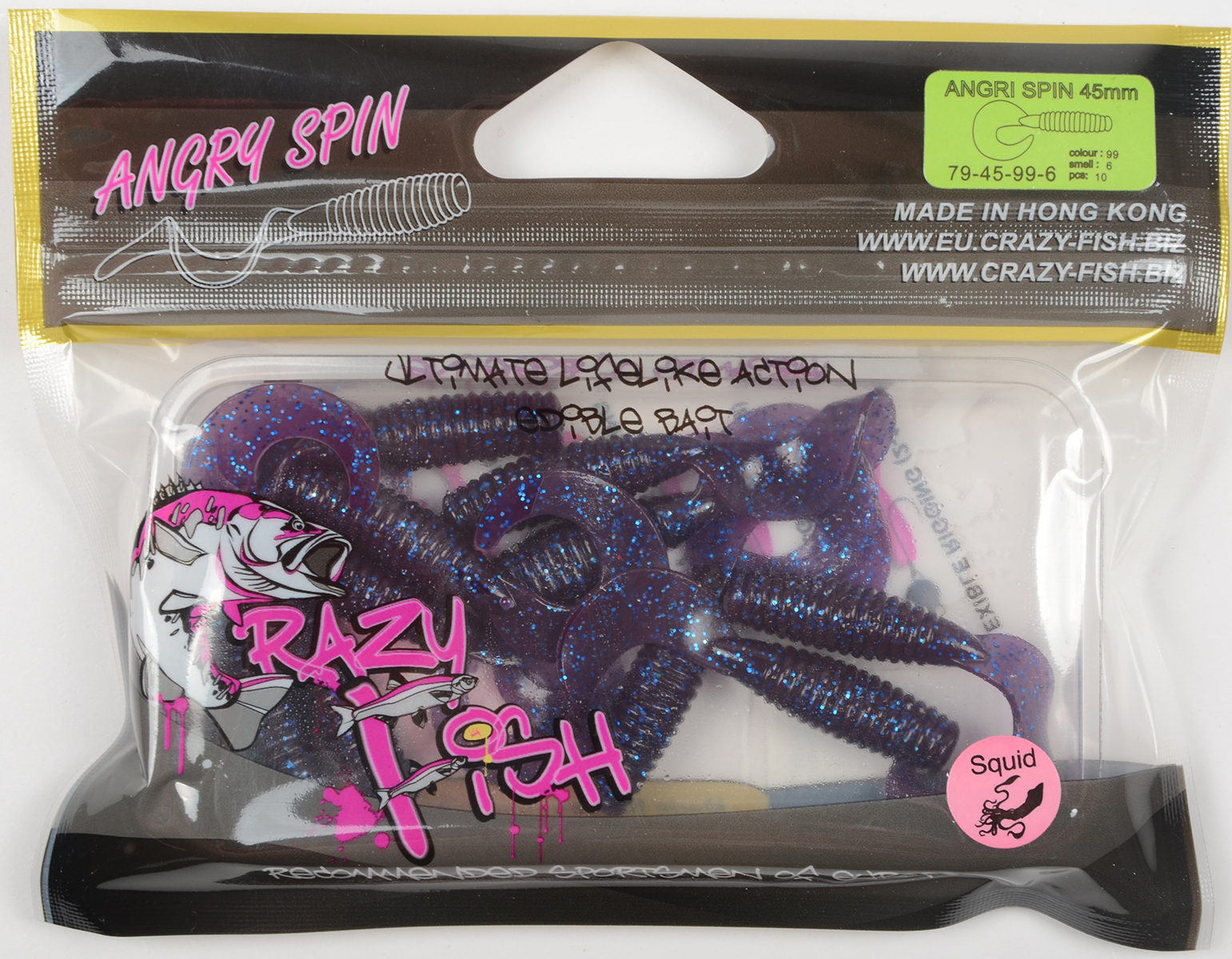 Силиконовая приманка Crazy Fish Angry Spin 1.8in 45мм цв.99 (кальмар)