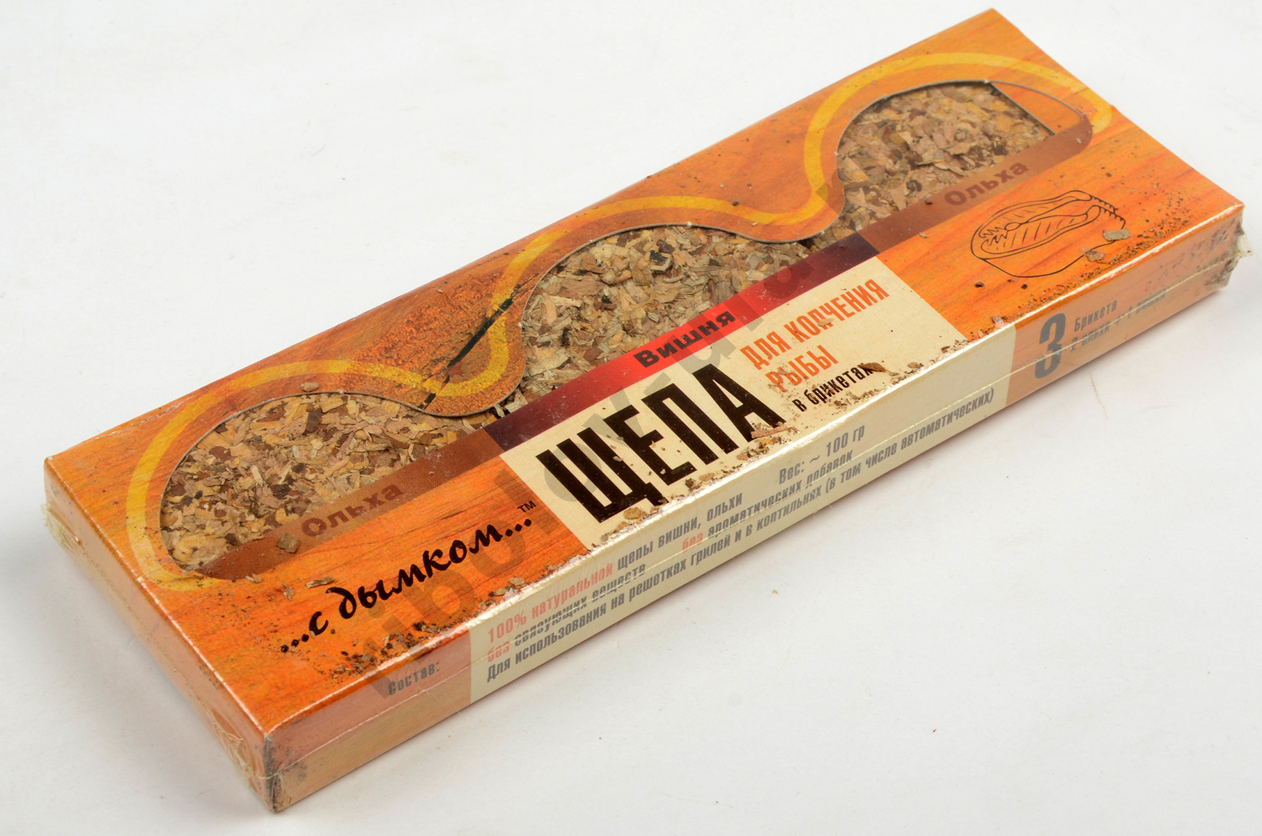 Щепа в брикетах для рыбы Green Glade (3 шт: 2 ольха, вишня)