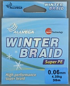 Шнур плетёный  Allvega Winter Braid Strands 30м, 0,06 (4,38 кг) серая