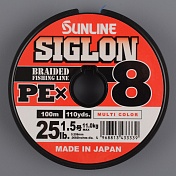 Шнур плетёный Sunline Siglon PEx8 100m Multicolor #1.5/ 25lb