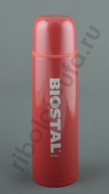 Термос Biostal узкое горло с кноп. цветной красный  0,75л. (NB-750 C-R)