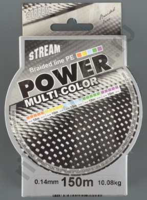 Шнур плетёный Stream Power Multicolor 150м, 0.14мм 309-140