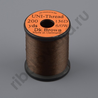 Монтажная нить Uni Thread 6/0 200 y Dk. Brown (вощеная) 