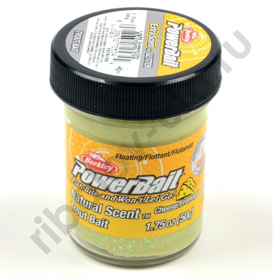 Паста форелевая Berkley PowerBait Natural Scent Trout Bait Cheese Light Green/Gltr/ Сыр 50гр