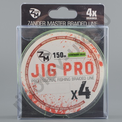 Шнур плетёный Zander Master Jig Pro x4 chartreuse, 150м, 0.24мм