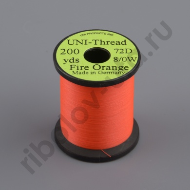Монтажная нить Uni Thread 8/0 200y Fire Orange  (вощеная)