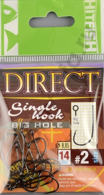 Одинарные крючки Hitfish Direct Single Hook (с большим ухом) # 2
