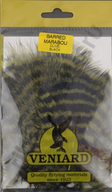 Перья марабу VENIARD Turkey Marabou Barred feather Dyed Olive/Black VND  TMBR-02