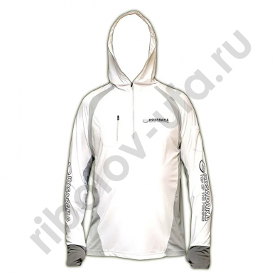 Футболка Kosadaka Ice Silk Sunblock Цв. Белый р. XL, UV защита капюшон длинный рукав