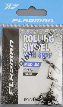 Застежка с вертлюгом Flagman Rolling Swivel Snap Black р. M (7шт/уп)