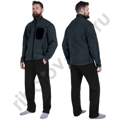 Флисовый комплект Alaskan Royal Fish (куртка+брюки) цв. серо-черный, р. XL