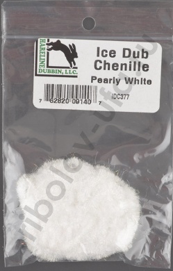 Синель Hareline блестящая Ice Dub Chenille #377 Pearly White Idc377