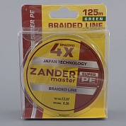 Шнур плетёный Zander Master Braided Line x4 зеленый, 125м, 0.28мм, 16.40 кг