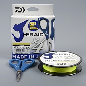 Шнур плетёный Daiwa J-Braid X4E-W/SC 135м  0,17мм (желтая)+ножницы