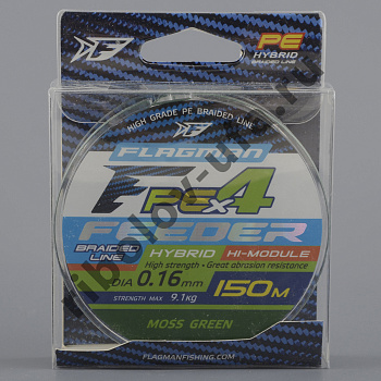 Шнур Flagman PE Hybrid F4 Feeder 150м Moss Green 0,16м 8.5кг