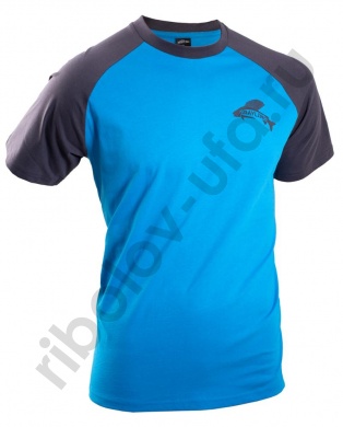 Футболка Novatex Grayling хлопок, графит/голубой р.M