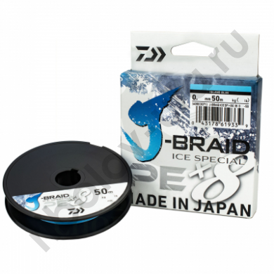 Шнур плетёный Daiwa J-Braid Ice Special X8E 50м island blue 0,10мм