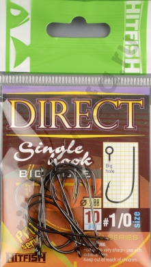Одинарные крючки Hitfish Direct Single Hook (с большим ухом) # 1/0 
