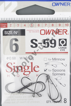 Одинарные крючки Owner 51580 / S-59 №6