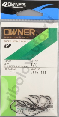 Офсетный крючок Owner Oh SSW BC №5115 №1/0 