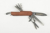Мультитул Следопыт с карабином, 11 предметов ,деревянная ручка PF-MT-12