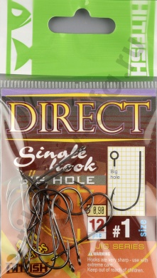 Одинарные крючки Hitfish Direct Single Hook (с большим ухом) # 1 