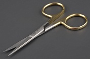 Ножницы прямые с заточкой для меха FLY-FISHING HAIR SCISSOR 4.5” HALF GOLD ZF-288 