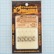 Мормышка вольфрам.Тульская Капля с кембриком 6,0мм никель