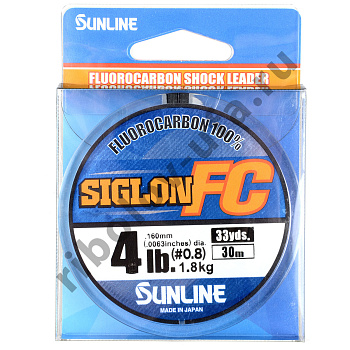 Леска флюорокарбон Sunline FC Siglon, Clear, 30 м, 0.160 мм, 1.8 кг